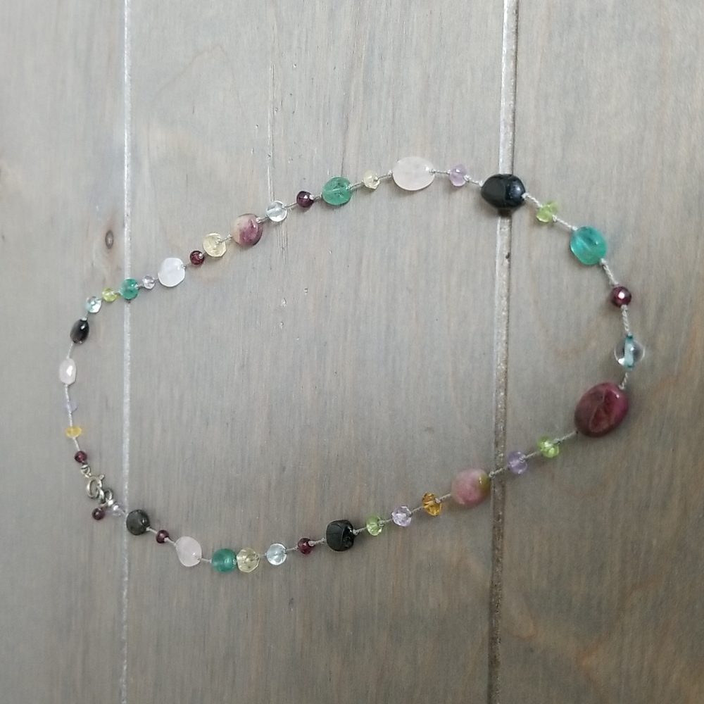 Sterling Silver Multi Stone Necklace
